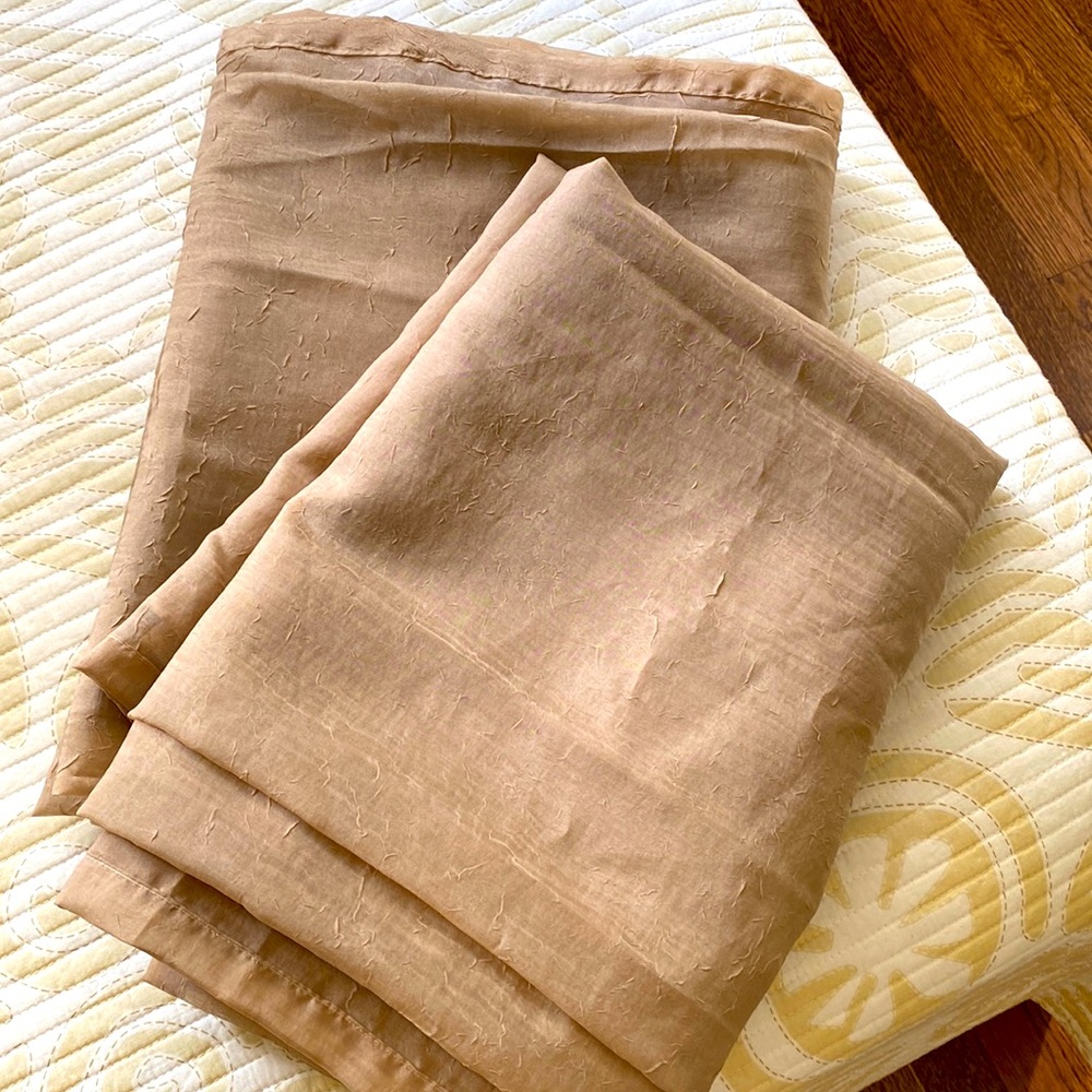 2  beautiful semi transparent 100% polyester curtain valances light taupe color